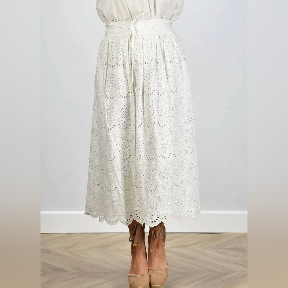 Ulla Johnson The Clarabella Maxi Eyelet Skirt Color Prestine White 100% Cotton 2